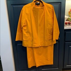 Lafayette 148 Vibrant Mango Jacket and Skirt Set